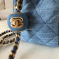 CHANEL 22C Blue Denim Pearl Crush Square Mini Flap Bag Gold Hardware