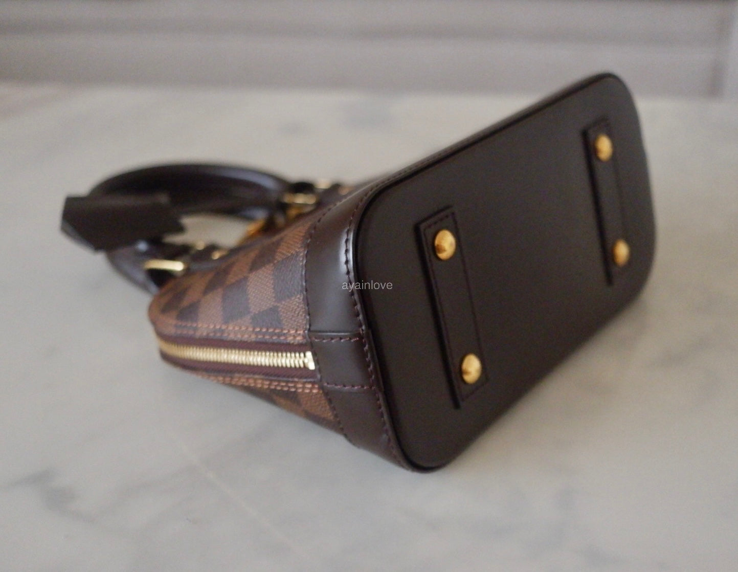 LOUIS VUITTON LV Alma BB Damier Ebene Bag Gold Hardware