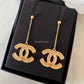 CHANEL Baroque Large CC Dangle Stud Earrings Gold Hardware