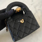 CHANEL 23K Black Shiny Calf Skin Micro Shopping Bag Kelly Clutch on Chain Gold Hardware
