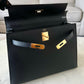 HERMES Kelly 32 Noir Black Epsom Sellier Gold Hardware X Stamp