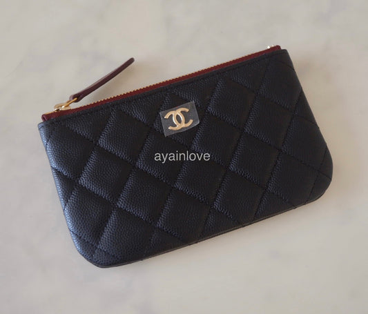 CHANEL Black Caviar Mini O Case Gold Hardware