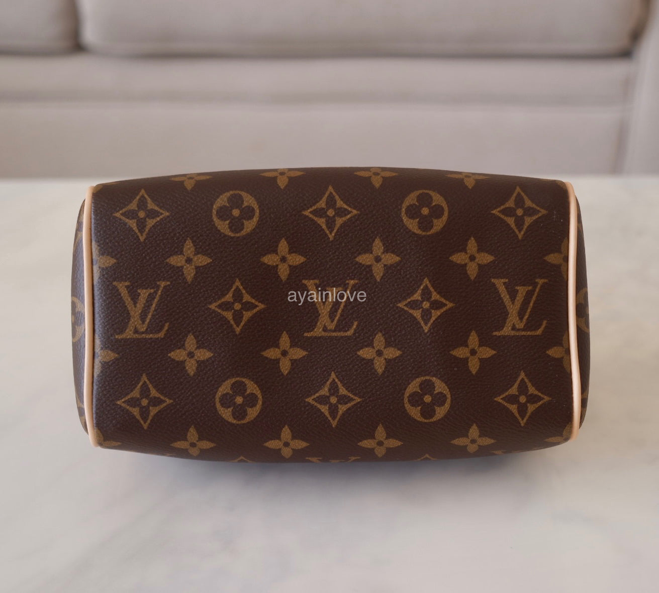 LOUIS VUITTON LV Monogram Speedy 20 Bandouliere Bag Black Strap