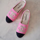 CHANEL Pink Gold Tweed Espadrilles Shoes Size 38 EU