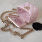 CHANEL 22S Light Pink Lamb Skin Square Vanity on Coco Chain Strap Light Gold Hardware