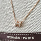 HERMES Mini H Pop Marron Glace Necklace Rose Gold Hardware