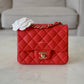 CHANEL 13S Red Lambskin Quilted Square Mini Flap Bag Matte Gold Hardware