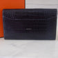 HERMES Constance Blue Indigo Bicolor Verso Shiny Alligator Long Wallet To Go Rose Gold Hardware