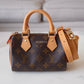 LOUIS VUITTON LV Nano Speedy *New Version* Monogram Canvas Bag Detachable Strap