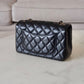 CHANEL Black Lamb Skin Quilted Classic Rectangular Mini Microchipped Light Gold Hardware