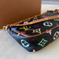 LOUIS VUITTON Pochette Accessories Black Multicolour Murakami Bag Gold Hardware