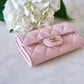 CHANEL 23K Light Pink Caviar Classic Small Snap Card Holder Light Gold Hardware