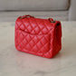 CHANEL 13S Red Lambskin Quilted Square Mini Flap Bag Matte Gold Hardware