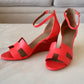 HERMES Legend Oran Orange Solaire Veau Leather Sandals Sz 37.5