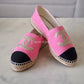 CHANEL Pink Gold Tweed Espadrilles Shoes Size 38 EU