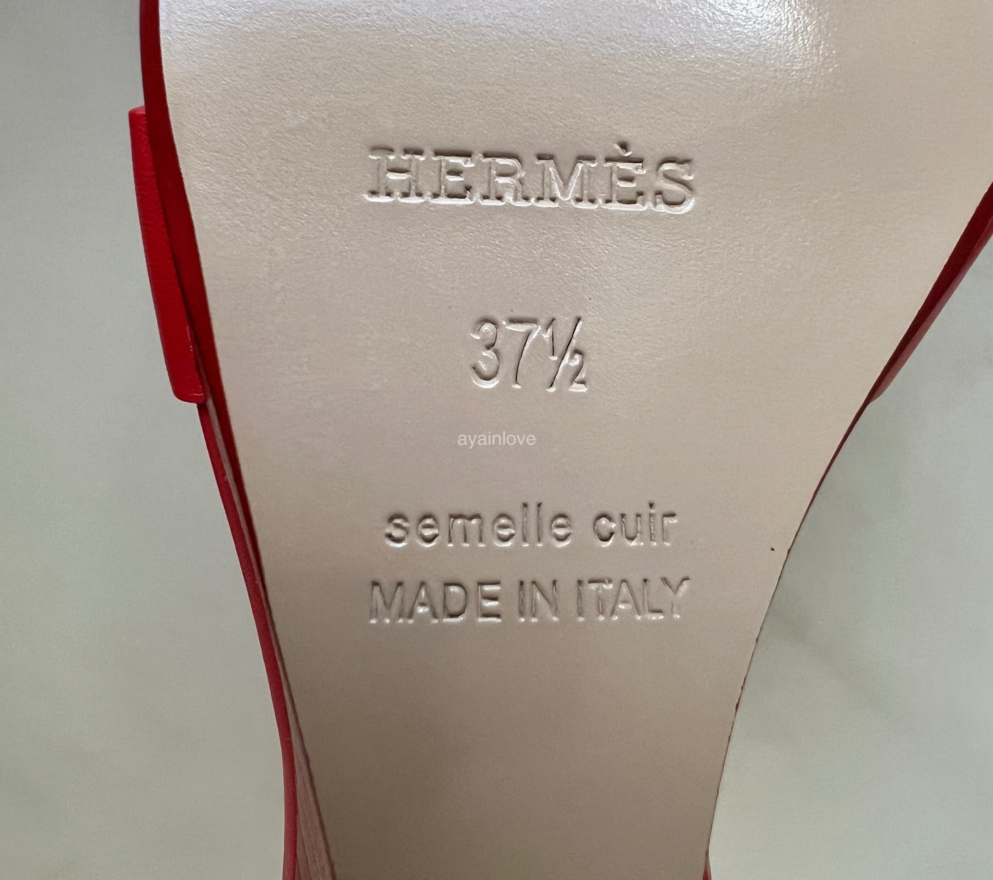 HERMES Legend Oran Orange Solaire Veau Leather Sandals Sz 37.5