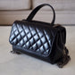 CHANEL Black Small Aged Shiny Calfskin Pilot Essentials Double Sided Flap Bag Ruthenium Hardware