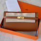 HERMES Kelly Long Wallet Gold Epsom Gold Hardware Z Stamp