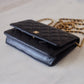 CHANEL Black Caviar Microchipped Classic Wallet On Chain Gold Hardware