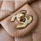 CHANEL 18S Pearly Dark Beige Caviar Medium/Large Classic Flap Light Gold Hardware