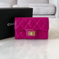 CHANEL 22A Dark Pink Fuchsia Calfskin Reissue Snap Card Holder Brushed Gold Hardware