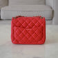 CHANEL 13S Red Lambskin Quilted Square Mini Flap Bag Matte Gold Hardware