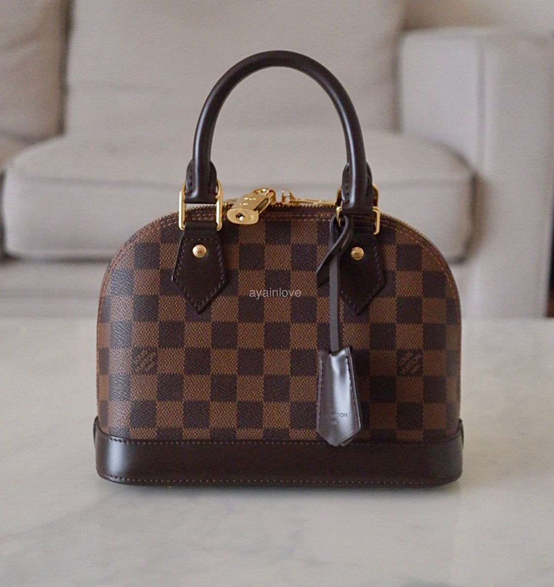 LOUIS VUITTON LV Alma BB Damier Ebene Bag Gold Hardware