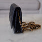 CHANEL Black Caviar Microchipped Classic Wallet On Chain Gold Hardware