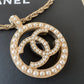 CHANEL 17A Round Pearl CC Adjustable Necklace Light Gold Hardware