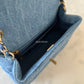 CHANEL 22C Blue Denim Pearl Crush Square Mini Flap Bag Gold Hardware