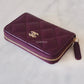 CHANEL 24B Burgundy Caviar Zippy Card Holder Wallet Light Gold Hardware