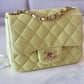 CHANEL 23C Light Green Microchipped Classic Quilted Square Mini Flap Bag Light Gold Hardware