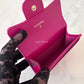 CHANEL 22A Dark Pink Fuchsia Calfskin Reissue Snap Card Holder Brushed Gold Hardware