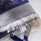 LOUIS VUITTON LV Monogram Denim Blue M71376 Silk Wool Large Shawl Scarf Stole