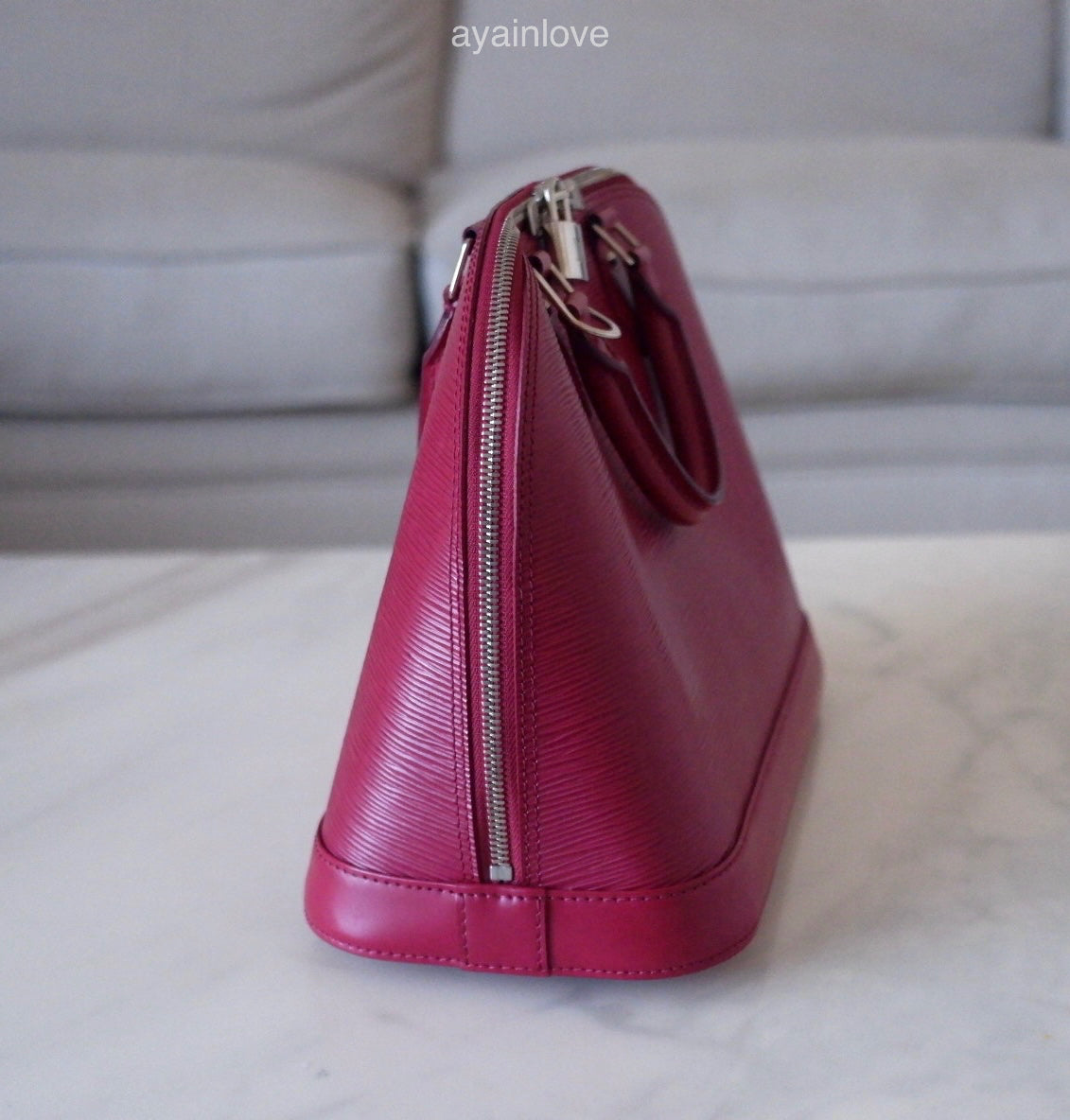 LOUIS VUITTON LV Alma PM Fuchsia Epi Leather Bag Silver Hardware