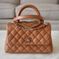 CHANEL 21P Caramel Brown Caviar Small Coco Handle 24 cm Light Gold Hardware