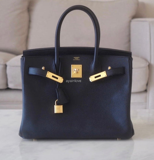 HERMES Birkin 30 Noir Black Epsom Gold Hardware Y Stamp