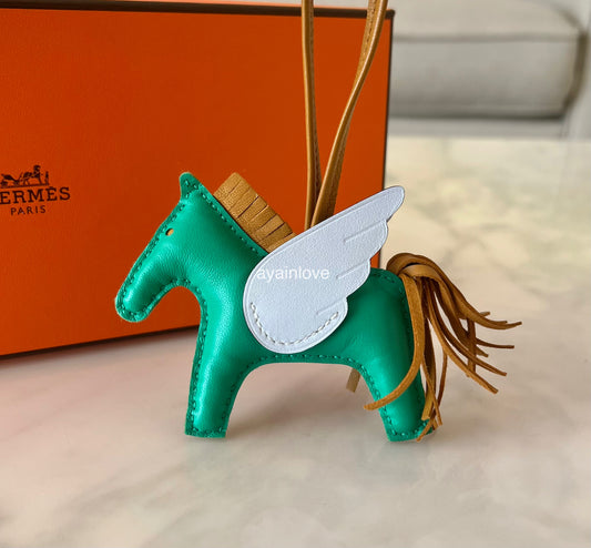 HERMES Rodeo Pegase PM Bag Charm Menthe/Bleu Brume/Gold Stamp Z