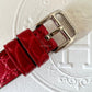 HERMES Nantucket 0.3ct Diamonds Watch Small 29mm Alligator Rogue Red Strap