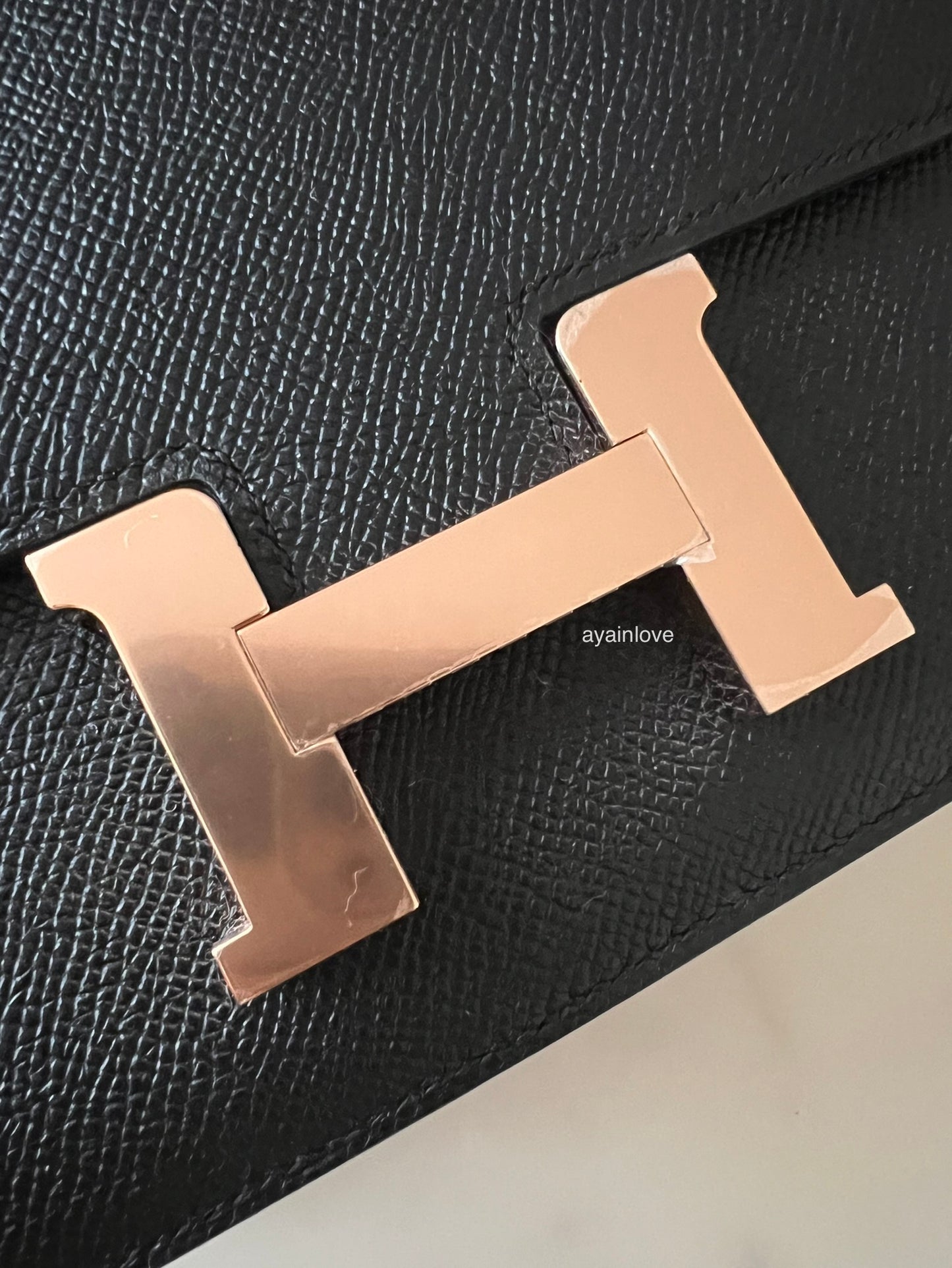 HERMES Constance Mini 18 Noir Black Epsom Rose Gold Hardware W Stamp