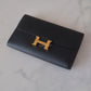 HERMES Constance Noir Black Epsom Long Flap Wallet Gold Hardware