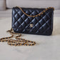 CHANEL Black Caviar Microchipped Classic Wallet On Chain Gold Hardware