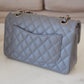 CHANEL 20C Grey Caviar Small Classic Flap Light Gold Hardware