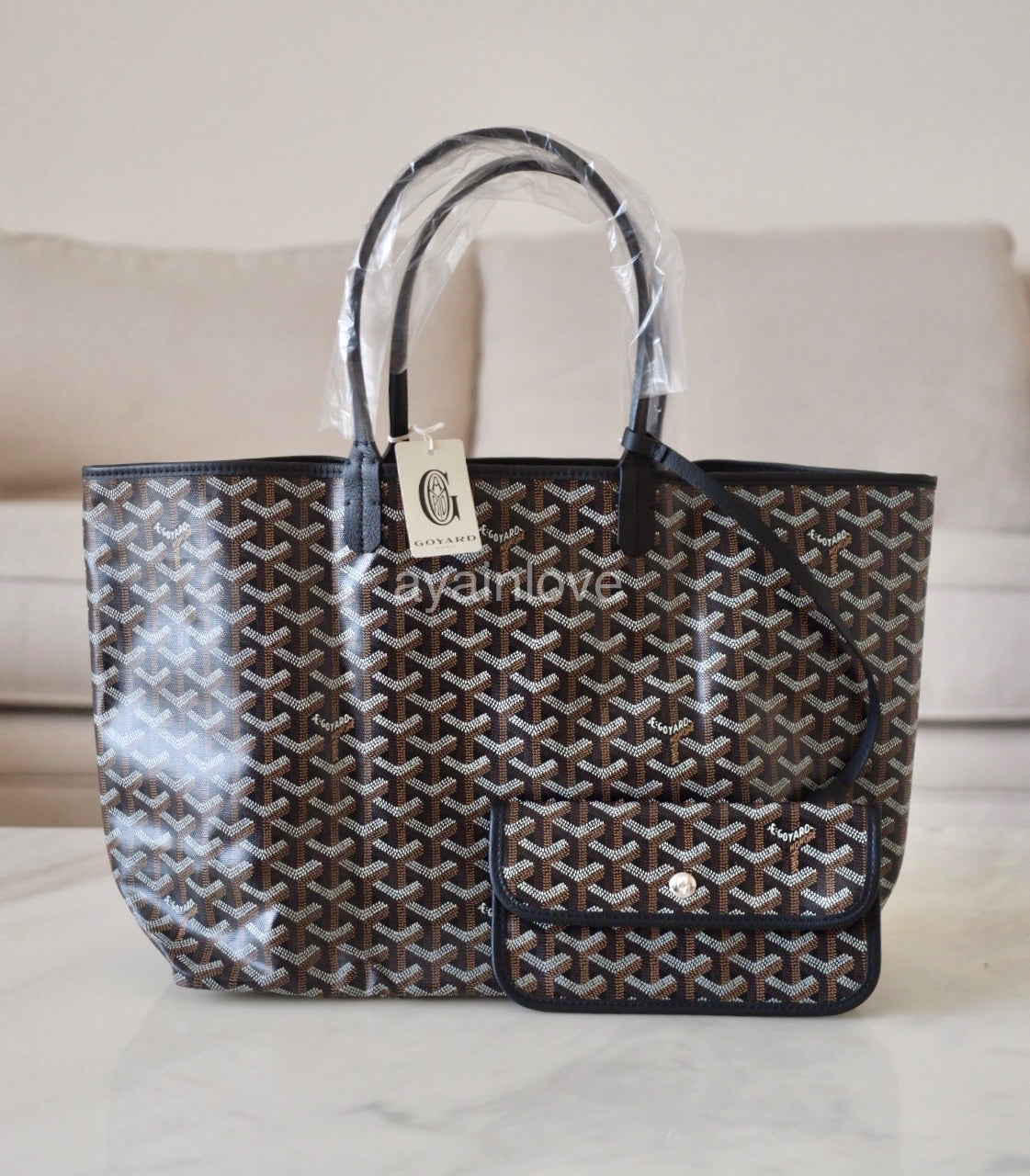 GOYARD St Saint Louis PM Black Tote Bag