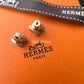 HERMES Mini H Pop Marron Glace Earrings Rose Gold Hardware