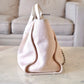 CHANEL Beige Pink Large Deauville Canvas Calf Skin Handle Silver Hardware