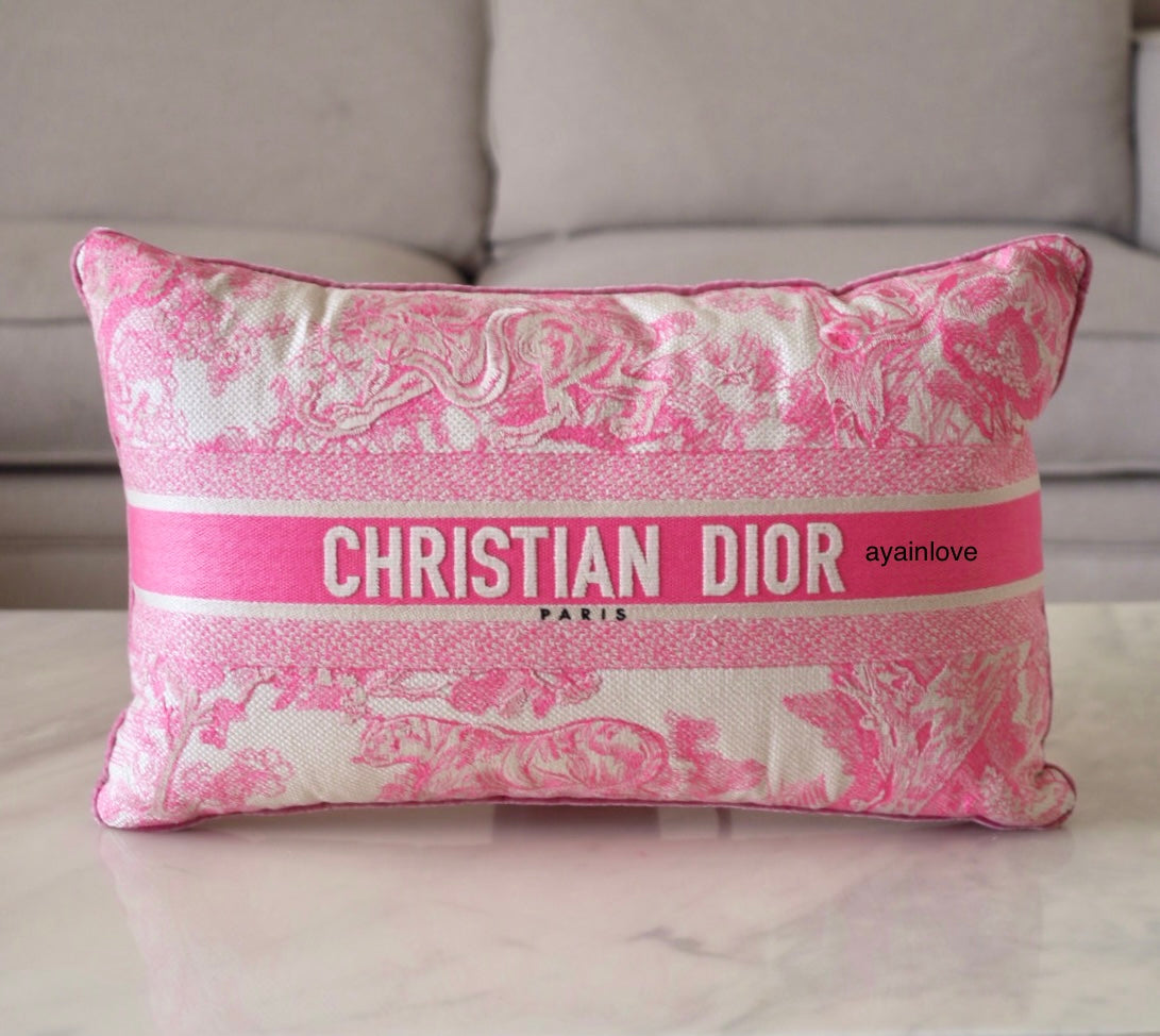 DIOR Pink Toile de Jouy Rectangular Pillow