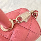 CHANEL 22A Pink Caviar Small 24cm Coco Handle Bag Light Gold Hardware