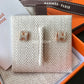 HERMES Mini H Pop Marron Glace Earrings Rose Gold Hardware