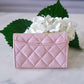 CHANEL 23K Light Pink Caviar Classic Small Snap Card Holder Light Gold Hardware